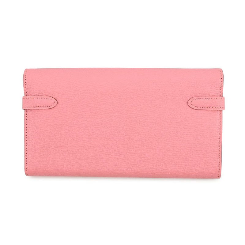 エルメス 長財布 ケリーウォレット ロング ローズコンフェッティ/シルバー金具 シェブルミゾル R刻印 HERMES シェーブル