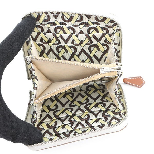 エルメス コインケース アザップコンパクト シルクイン クレ/シルバー金具 エプソン K刻印