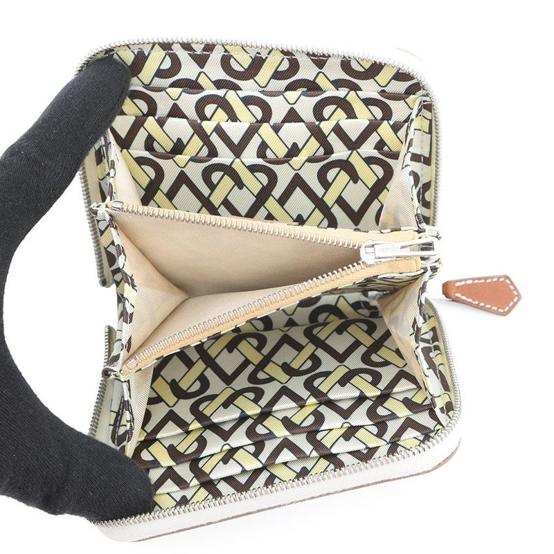 エルメス コインケース アザップコンパクト シルクイン クレ/シルバー金具 エプソン K刻印