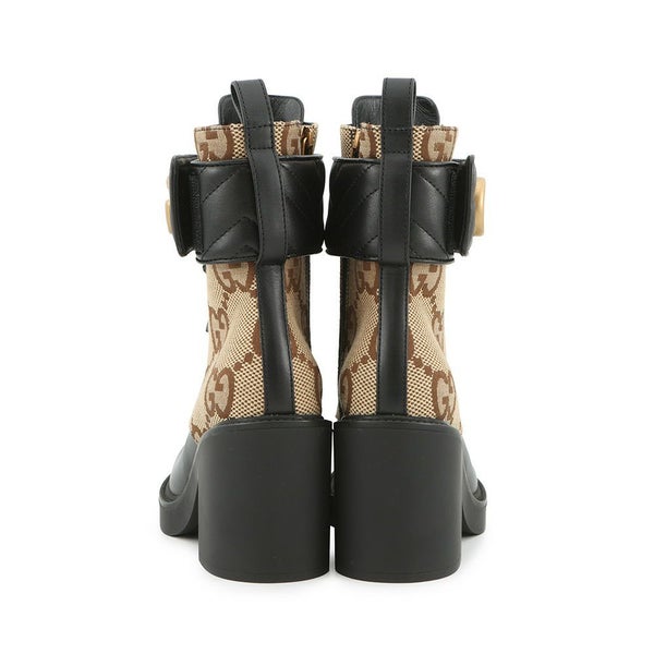 グッチ ブーツ ジャンボGG GGマーモント アンクル レザー/GGキャンバス レディースサイズ34 1/2 719849 GUCCI 靴 黒