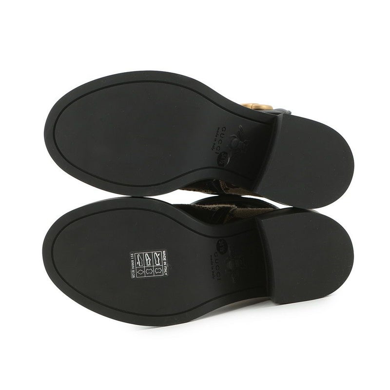 グッチ ブーツ ジャンボGG GGマーモント アンクル レザー/GGキャンバス レディースサイズ34 1/2 719849 GUCCI 靴 黒