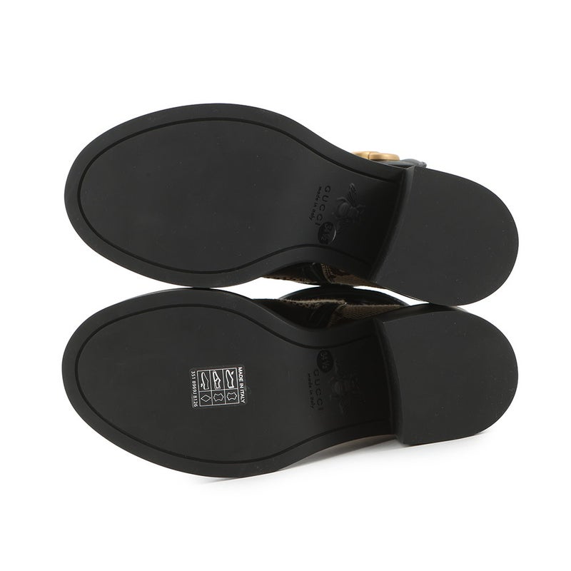 グッチ ブーツ ジャンボGG GGマーモント アンクル レザー/GGキャンバス レディースサイズ34 1/2 719849 GUCCI 靴 黒