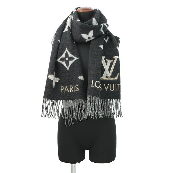 ルイヴィトン マフラー エシャルプ・レイキャビック スタッディー カシミヤ M71588 LOUIS VUITTON ブラック 黒