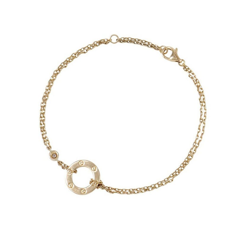 カルティエ ブレスレット LOVE サークル チェーン ダイヤモンド 2P 計0.03ct K18YGイエローゴールド B6038300 Cartier ラブ チェーン