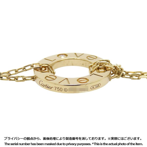 カルティエ ブレスレット LOVE サークル チェーン ダイヤモンド 2P 計0.03ct K18YGイエローゴールド B6038300 Cartier ラブ チェーン