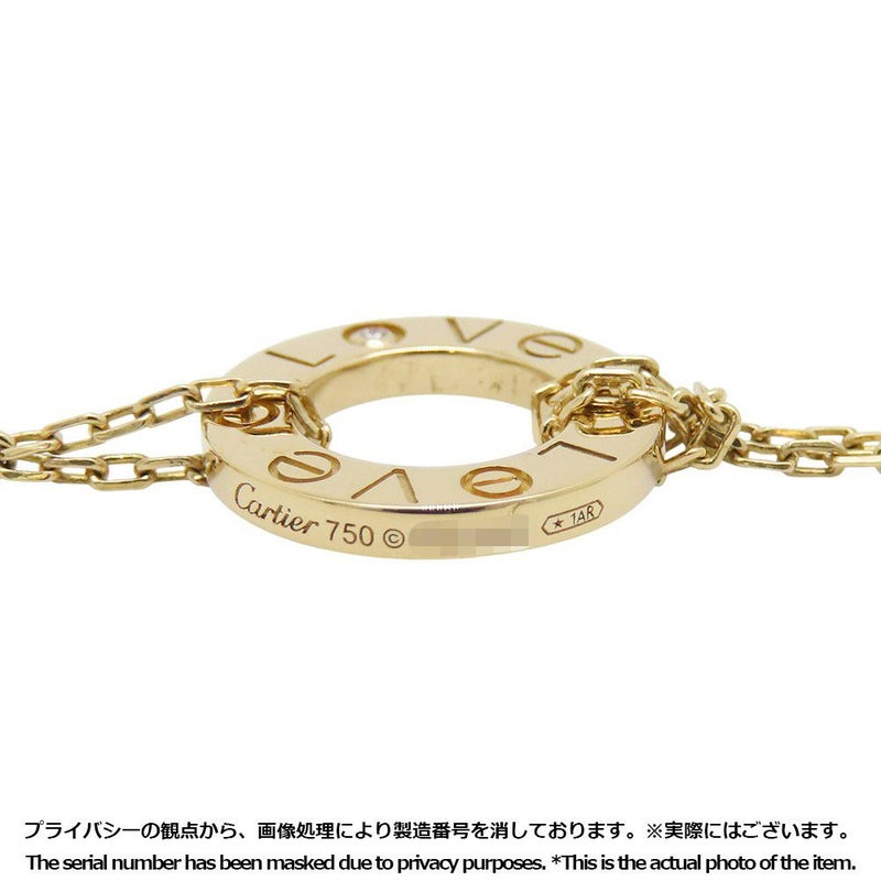 カルティエ ブレスレット LOVE サークル チェーン ダイヤモンド 2P 計0.03ct K18YGイエローゴールド B6038300 Cartier ラブ チェーン