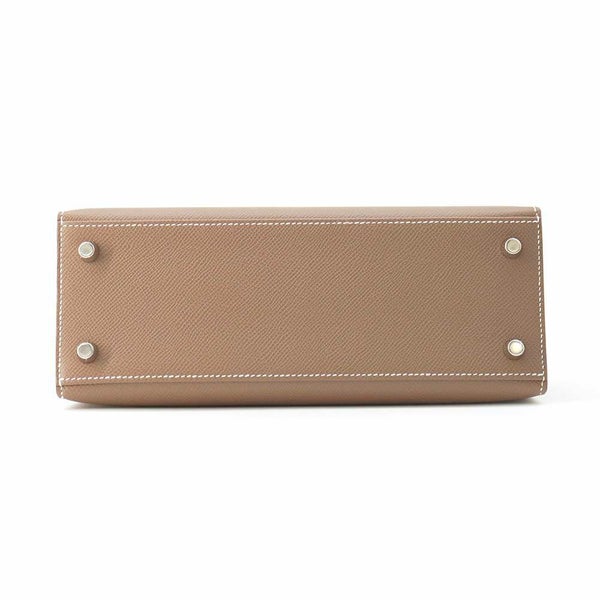 エルメス ハンドバッグ ケリー25 外縫い エトゥープ/シルバー金具 エプソン W刻印 2wayショルダー