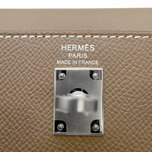 エルメス ハンドバッグ ケリー25 外縫い エトゥープ/シルバー金具 エプソン W刻印 2wayショルダー