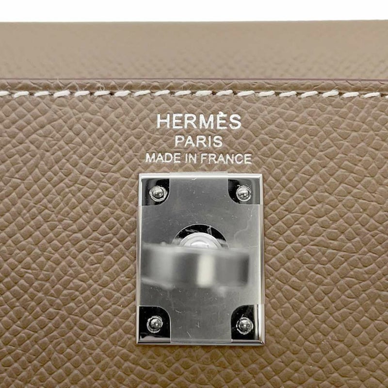 エルメス ハンドバッグ ケリー25 外縫い エトゥープ/シルバー金具 エプソン W刻印 2wayショルダー