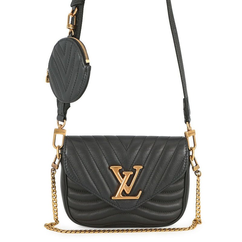 ルイヴィトン ショルダーバッグ カーフレザー ミュルティ・ポシェット M56461 LOUIS VUITTON 2way ポーチ付き ブラック 黒