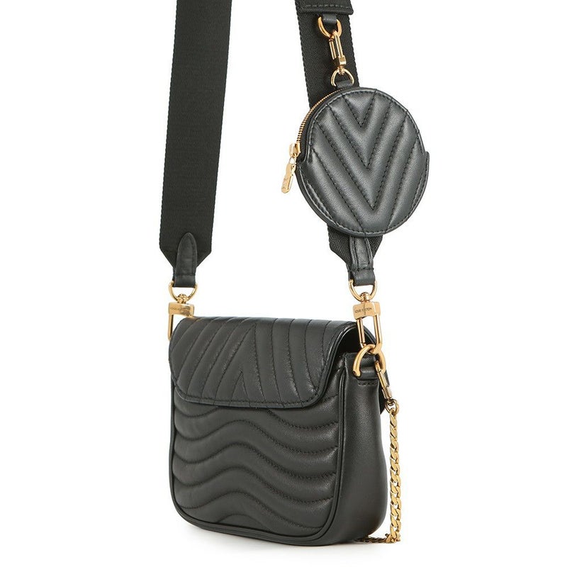 ルイヴィトン ショルダーバッグ カーフレザー ミュルティ・ポシェット M56461 LOUIS VUITTON 2way ポーチ付き ブラック 黒