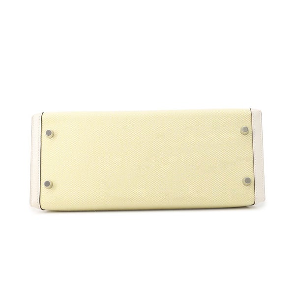 エルメス ハンドバッグ ケリー28 外縫い ナタ/ジョーヌシトロン/シルバー金具 トワルアッシュ/スイフト U刻印 2wayショルダー