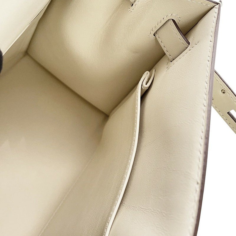 エルメス ハンドバッグ ケリー28 外縫い ナタ/ジョーヌシトロン/シルバー金具 トワルアッシュ/スイフト U刻印 2wayショルダー