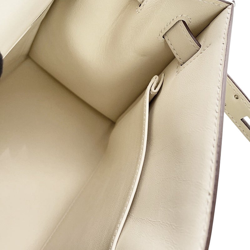 エルメス ハンドバッグ ケリー28 外縫い ナタ/ジョーヌシトロン/シルバー金具 トワルアッシュ/スイフト U刻印 2wayショルダー