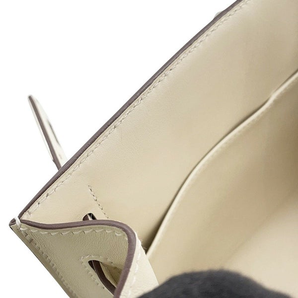 エルメス ハンドバッグ ケリー28 外縫い ナタ/ジョーヌシトロン/シルバー金具 トワルアッシュ/スイフト U刻印 2wayショルダー