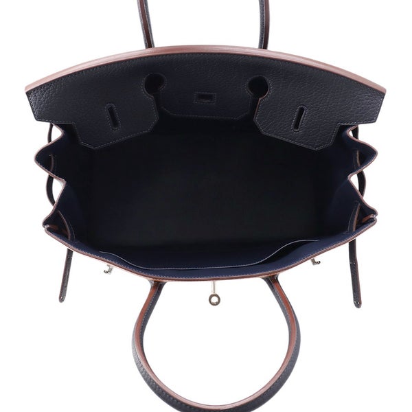 エルメス バーキン35 クラブ ブルーインディゴ/ルージュカザック/フォーブ/シルバー金具 フィヨルド/ヴォーバレニア/オットマン □Q刻印 HERMES Birkin