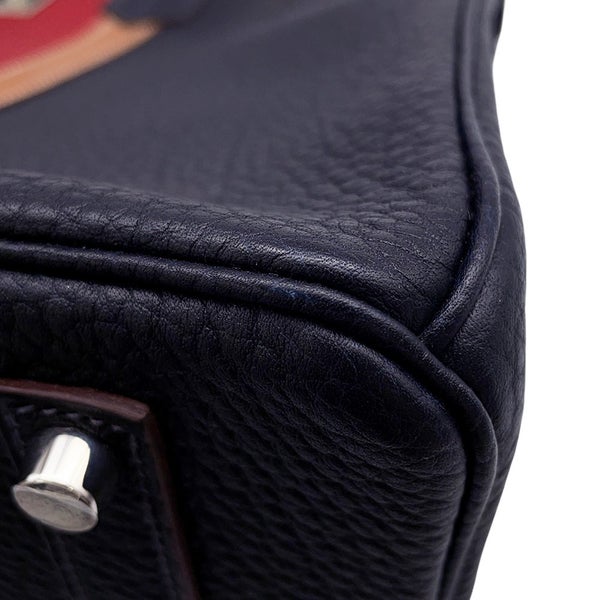 エルメス バーキン35 クラブ ブルーインディゴ/ルージュカザック/フォーブ/シルバー金具 フィヨルド/ヴォーバレニア/オットマン □Q刻印 HERMES Birkin