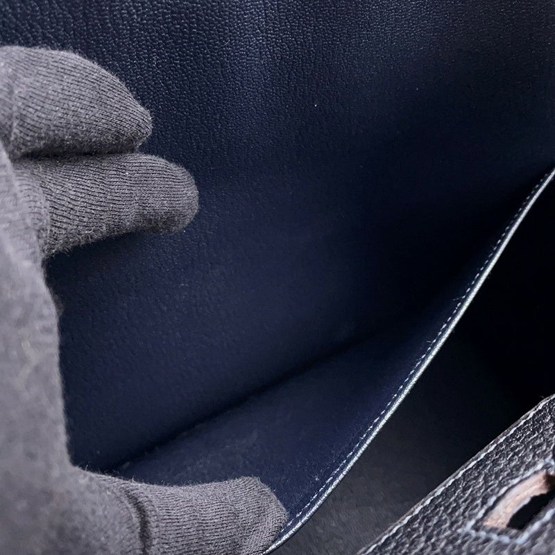 エルメス バーキン35 クラブ ブルーインディゴ/ルージュカザック/フォーブ/シルバー金具 フィヨルド/ヴォーバレニア/オットマン □Q刻印 HERMES Birkin