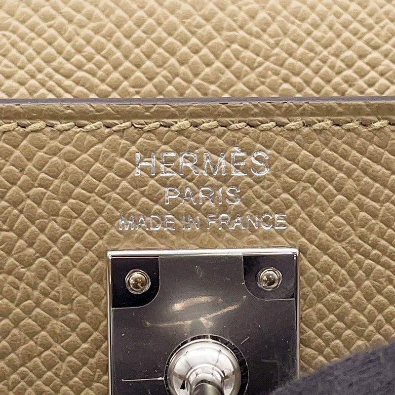 エルメス ハンドバッグ ケリー25 外縫い プシエール/シルバー金具 エプソン K刻印 2wayショルダー
