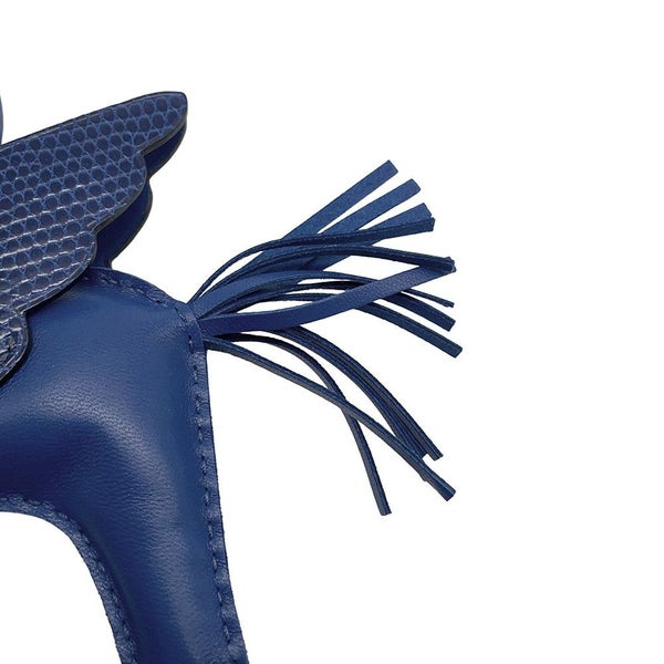 エルメス バッグチャーム ロデオ ペガサス タッチ ブルーフランス ラムスキン/リザード U刻印