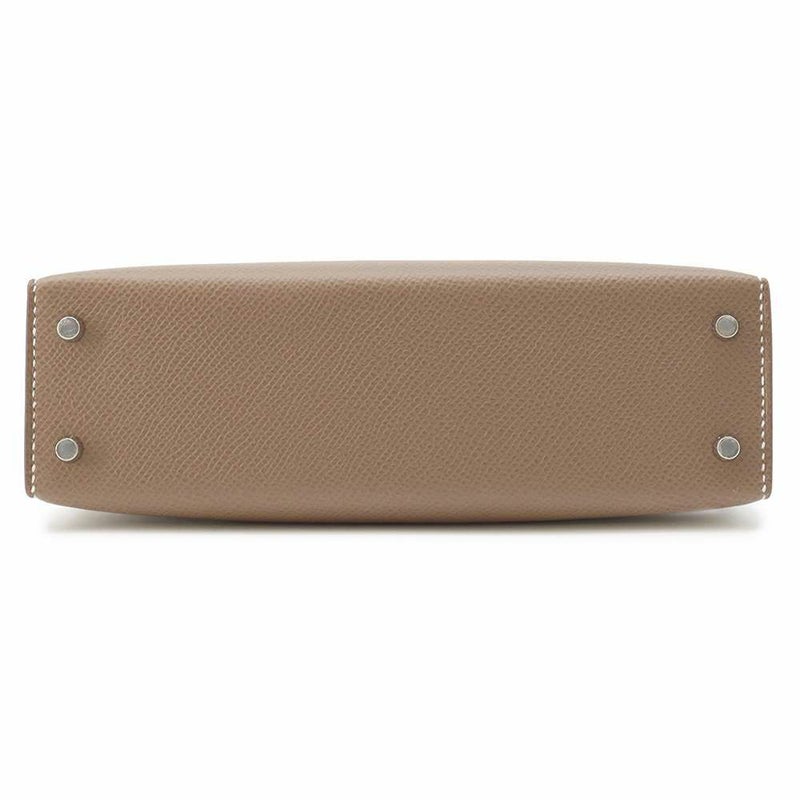 エルメス ハンドバッグ ミニケリードゥ 外縫い エトゥープ/シルバー金具 エプソン W刻印 2wayショルダー