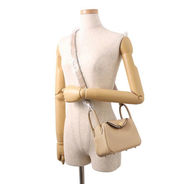 エルメス リンディ ミニ ヴェルソ トレンチ/エトゥープ/ゴールド金具 トリヨンクレマンス K刻印 2wayショルダー