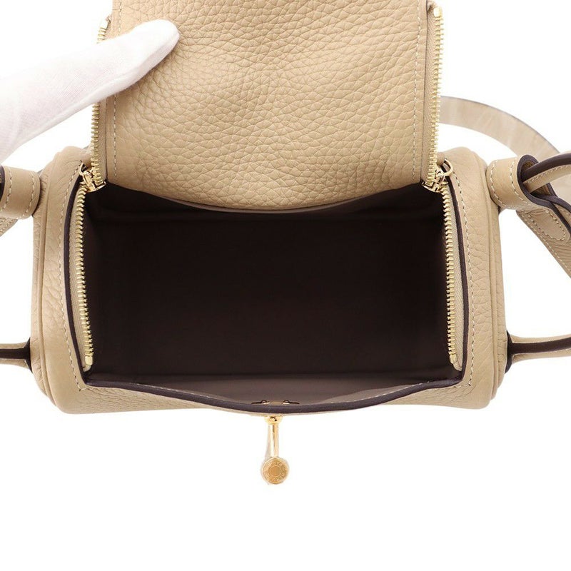 エルメス リンディ ミニ ヴェルソ トレンチ/エトゥープ/ゴールド金具 トリヨンクレマンス K刻印 2wayショルダー