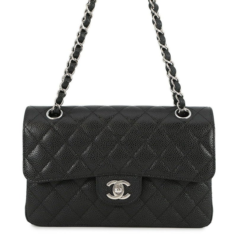 シャネル チェーンショルダーバッグ マトラッセ23 ココマーク ダブルチェーン キャビアスキン A01113 CHANEL 黒