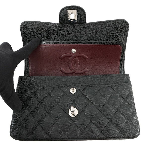 シャネル チェーンショルダーバッグ マトラッセ23 ココマーク ダブルチェーン キャビアスキン A01113 CHANEL 黒