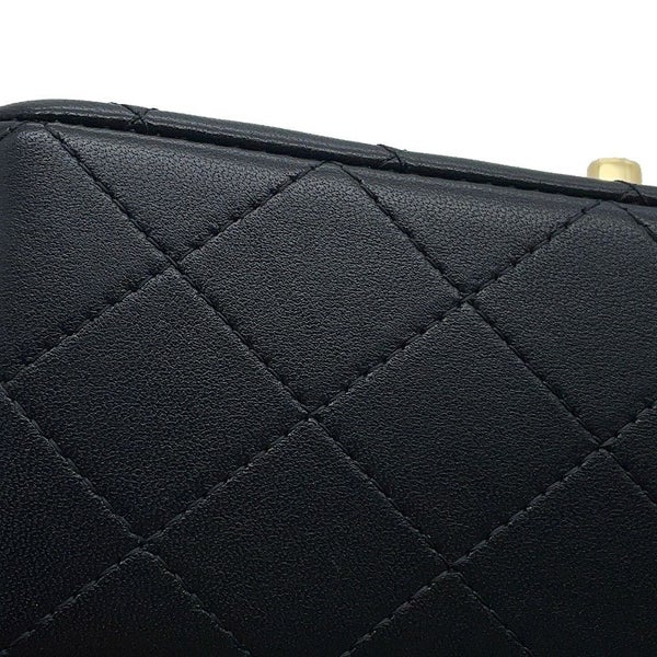 シャネル チェーンショルダーバッグ マトラッセ ココマーク トップハンドル ミニ ラムスキン AS2431 CHANEL 黒