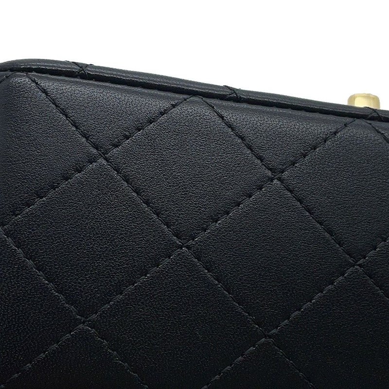 シャネル チェーンショルダーバッグ マトラッセ ココマーク トップハンドル ミニ ラムスキン AS2431 CHANEL 黒