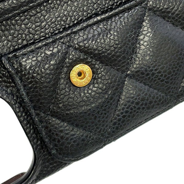 シャネル iPhoneケース マトラッセ ココマーク カードケース付き キャビアスキン AP3553 iPhone14pro対応 黒