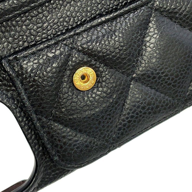 シャネル iPhoneケース マトラッセ ココマーク カードケース付き キャビアスキン AP3553 iPhone14pro対応 黒