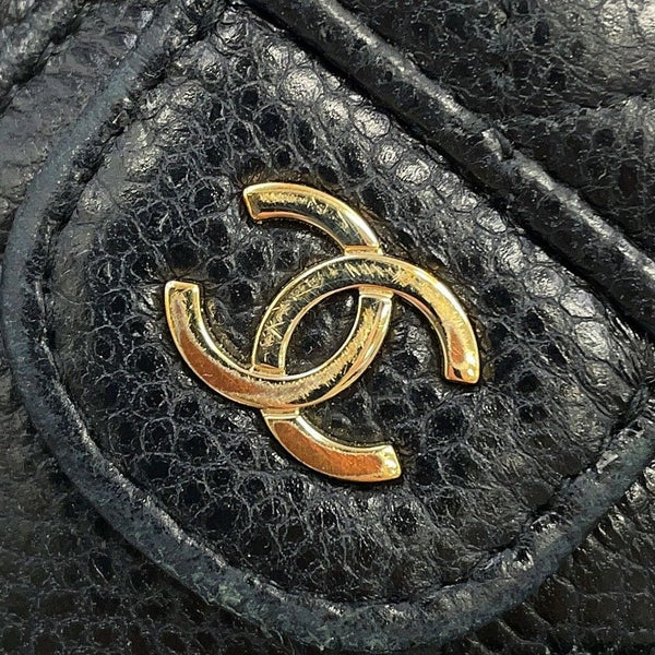 シャネル iPhoneケース マトラッセ ココマーク カードケース付き キャビアスキン AP3553 iPhone14pro対応 黒